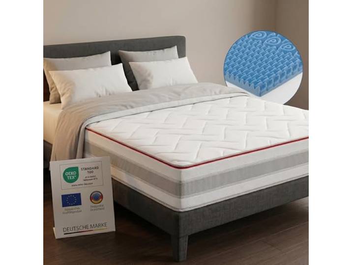 Arensberger FLEXX Matratze 160x200 cm Kaltschaummatratze mit 3D Memory Schaum ergonomische Höhe 25cm wendbarer Härtegrad H2/H3 Visco Smart Schaum 160x200cm Rollmatratze punktelastisch