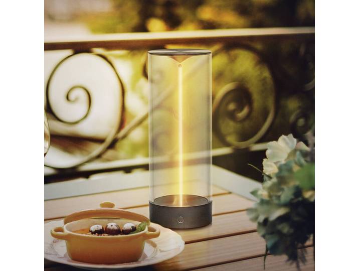 OSRAM Akku-Tischlampe ENDURA STYLE DECOR FILAMENT grau, IP54 FILAMENT, dimmbar, alu / grau / zink, Kunststoff, Modern