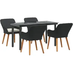 vidaXL 5-teiliges Garten Essgruppe Schwarzer Poly-Rattan