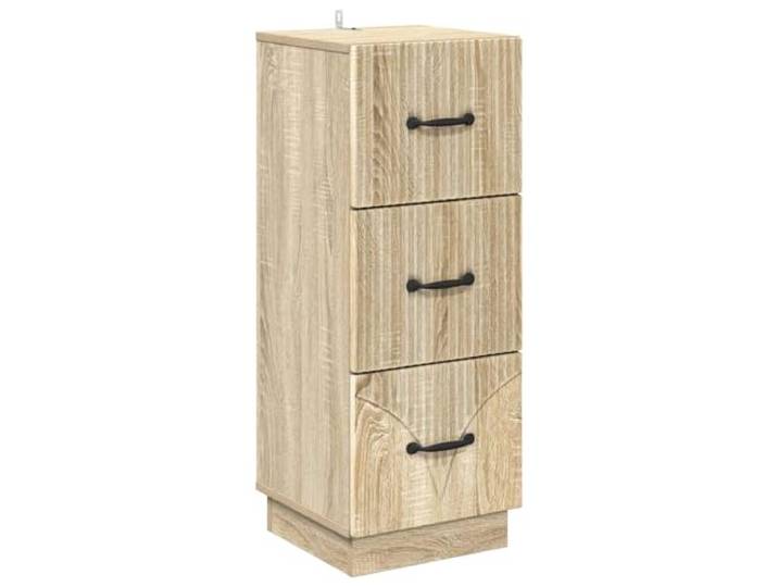 KLGBNCVE Schubladenschrank 33 x 34,5 x 87 cm Holzwerkstoff Sonoma-Eiche Vintage-Style, Stangengriffe, mehrere Schubladen, Holzwerkstoff, Wohnzimmer, einfache Pflege, Sonoma-Eiche