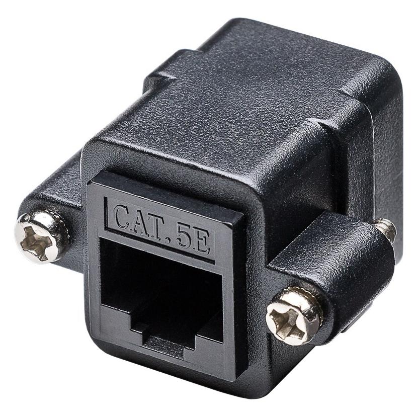 Goobay RJ45 Modularkupplung/Verbinder mit Montageflansch, CAT 5e (Netzwerk Kupplung) (72361)