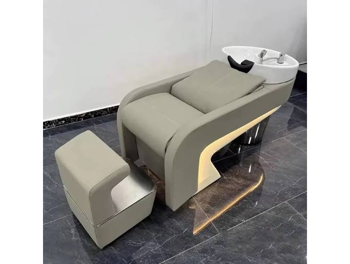 Fauteuil de massage moderne pour lavage de cheveux, luxe et raffinement, fauteuil inclinable nordique pour lavage de cheveux, unique et simple, mobilier de salon de coiffure.
