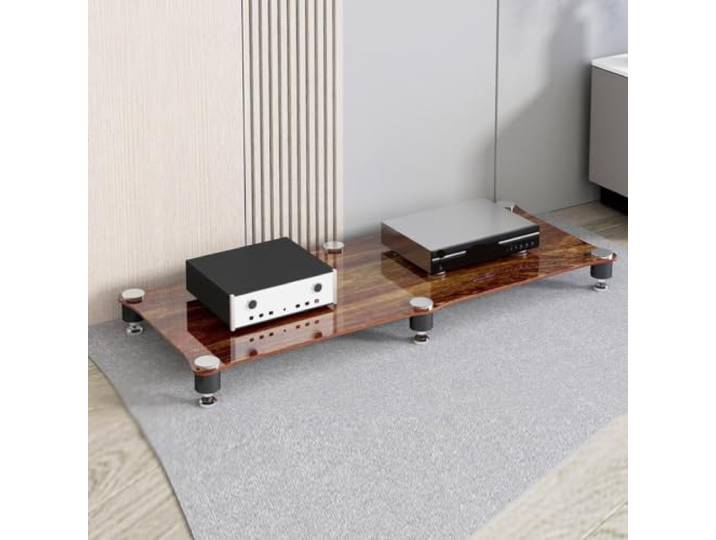 ZSCNYHMT Audio-Rack, Mehrstöckiger Stereo-Schrank Mit Glasböden Stabile unterstützung, vibrationsreduzierende details, für verstärker, player und audiogeräte(C,8cm/3.1in)