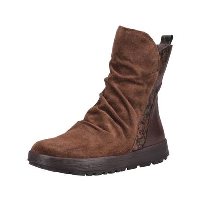 Stiefelette THINK "Think Stiefelette Veloursleder/Textil", Damen, Gr. 38,5, braun (cacao), Textil, Veloursleder, Schuhe Stiefelette