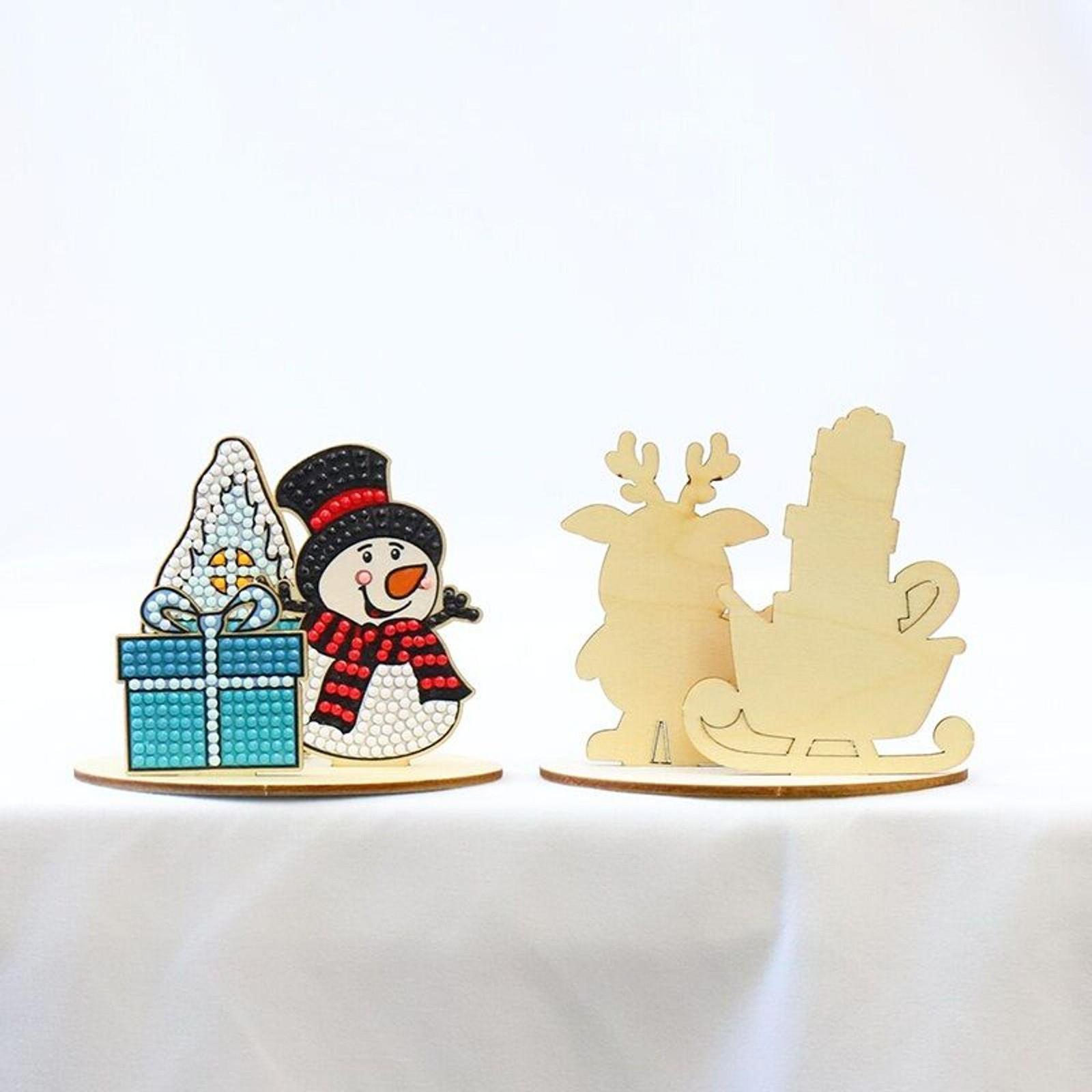 2Kids Toys Diamantverfset met kerstman en sneeuwpop inclusief standaard