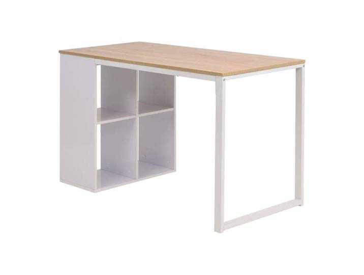 Bureau Informatique - CLOUD - 120x60x75 cm - Chêne et blanc LL52449