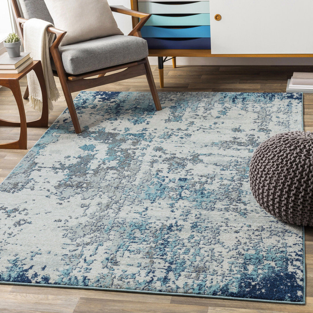Blue Elephant Wyona Power Loom Dark Blue/White/Charcoal Rug White;Blue;Gray Rectangle 200 x 274cm