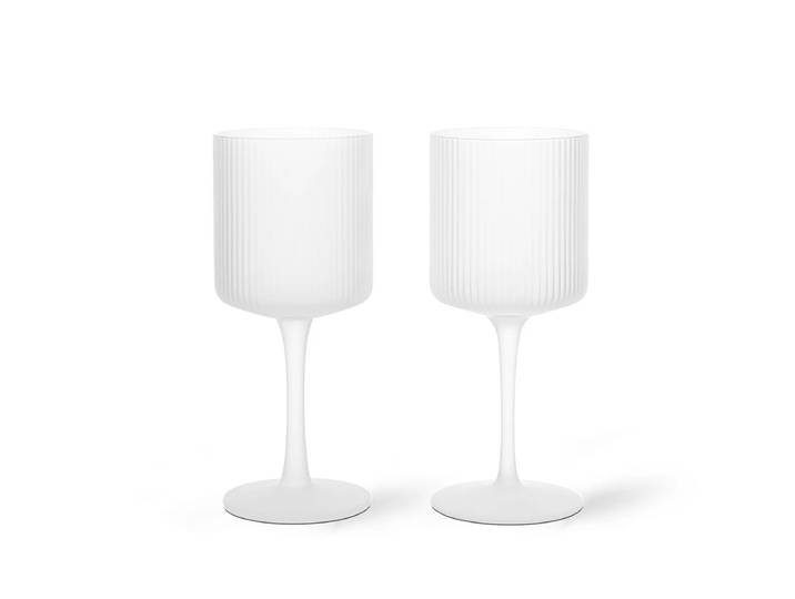Ferm Living - Ripple Weissweinglas, frosted (2er-Set)