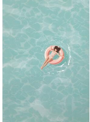 Inspired Living Summer Poolside Girl Canvas Art For Living Room And Beach House Decor 20x30cm Frame e