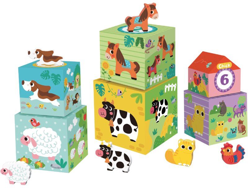 2Kids Toys Animal Blocks cubes 12m+ 12 pcs