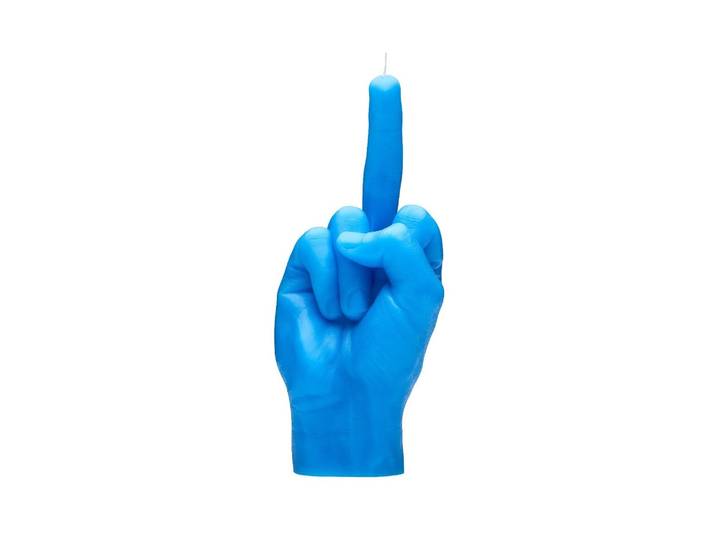 Formkerze Mandatus Candle Hand F*ck you , blau, H:20cm Ø:9cm, Kerzen, Formkerze