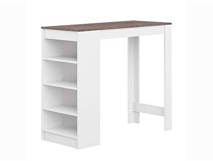 Symbiosis Aravis Meuble Bar Blanc et Effet Béton 115x50x102\,7 cm