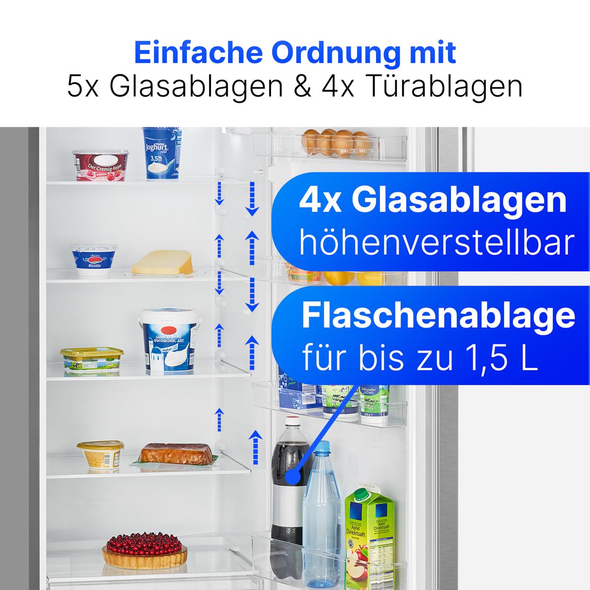 Bomann Kühlschrank ohne Gefrierfach | | 143cm | 5 Ablagen | 0°C +8°C | Getränkekühlschrank | Flaschenkühlschrank | VS 7316.1 inox