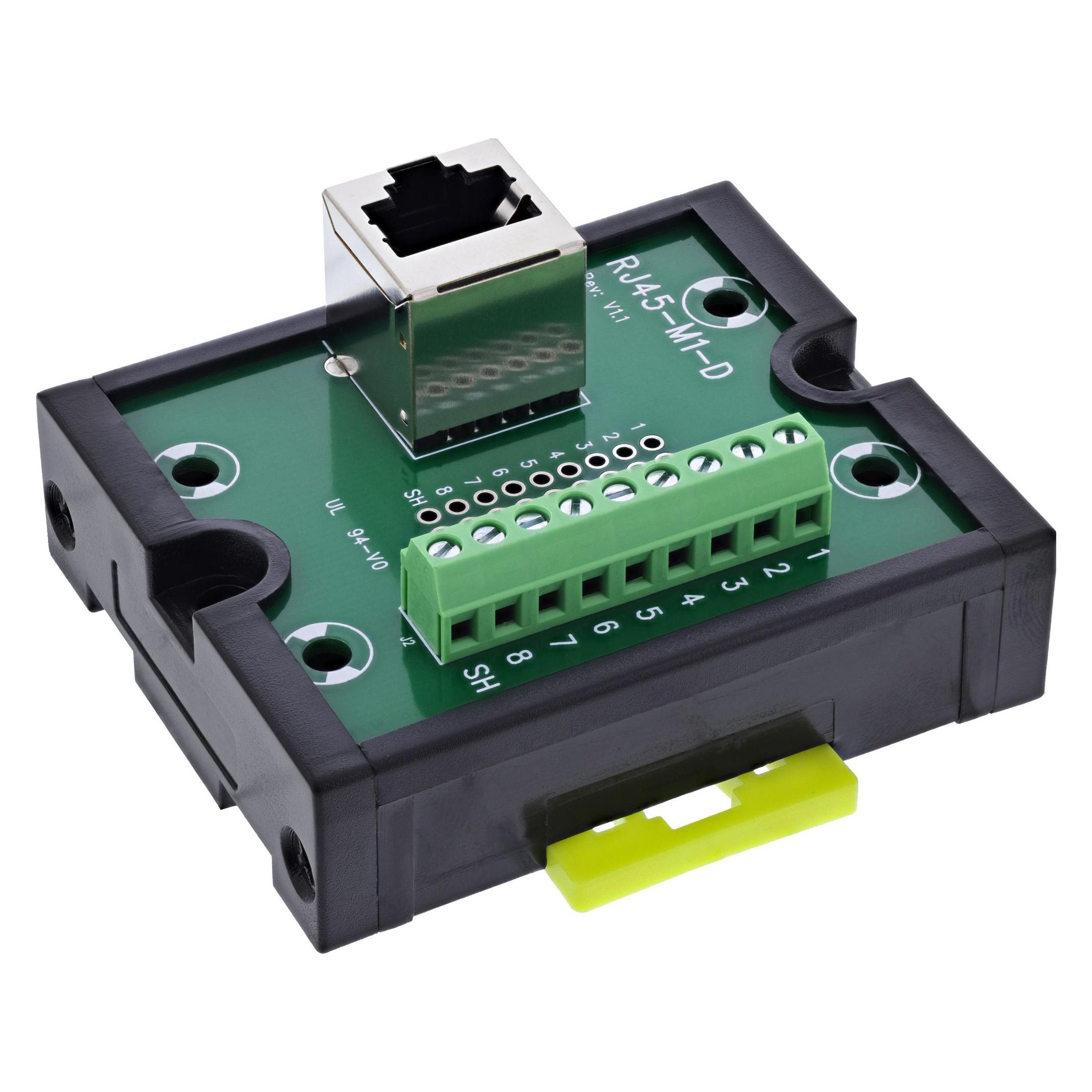 InLine RJ45 Breakout-Buchse an 9-pol. Schraubklemme, Hutschiene, geschirmt (92505J)