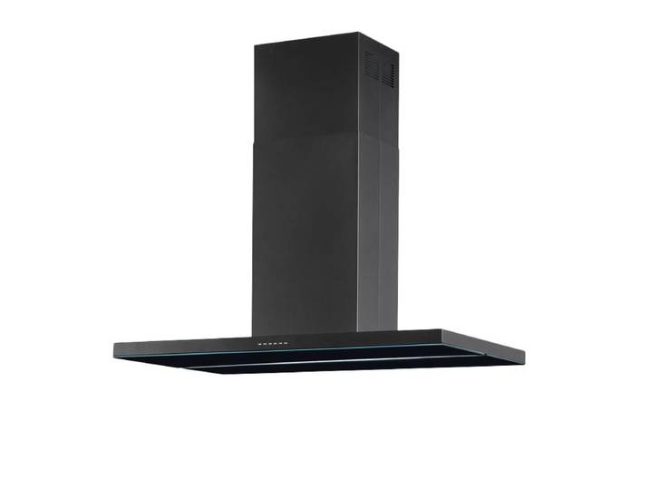 AIRONE hotte à îlot VERDI (90 cm - Acier anthracite et verre noir)