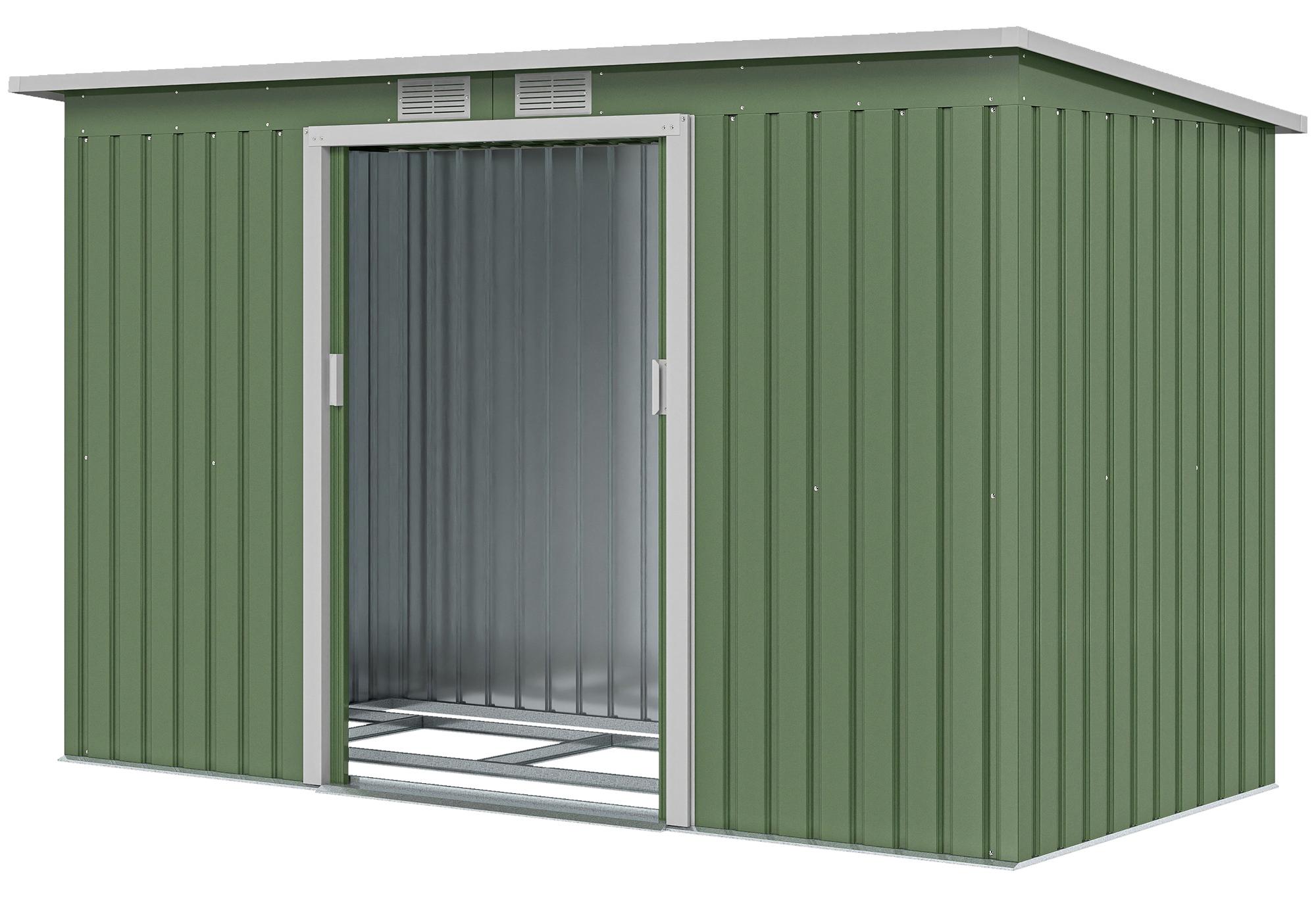 3,6 m2 Gartenhaus/Ger?teschuppen mit verzinktem Stahlfundament und Schiebetš¹ren, Hellgrš¹n