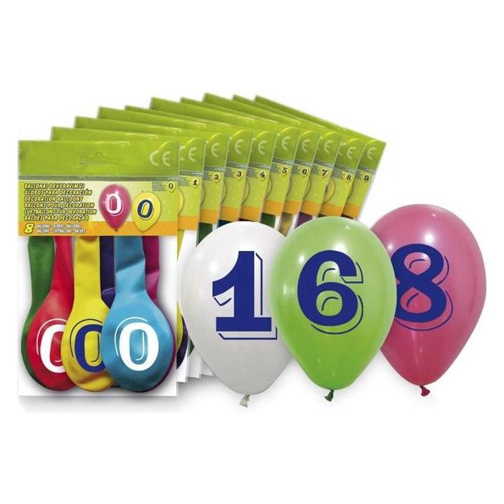 Globolandia BALLOONS 5260-2 OVAL WITH NUMBERS 8 (8x) (60482756)