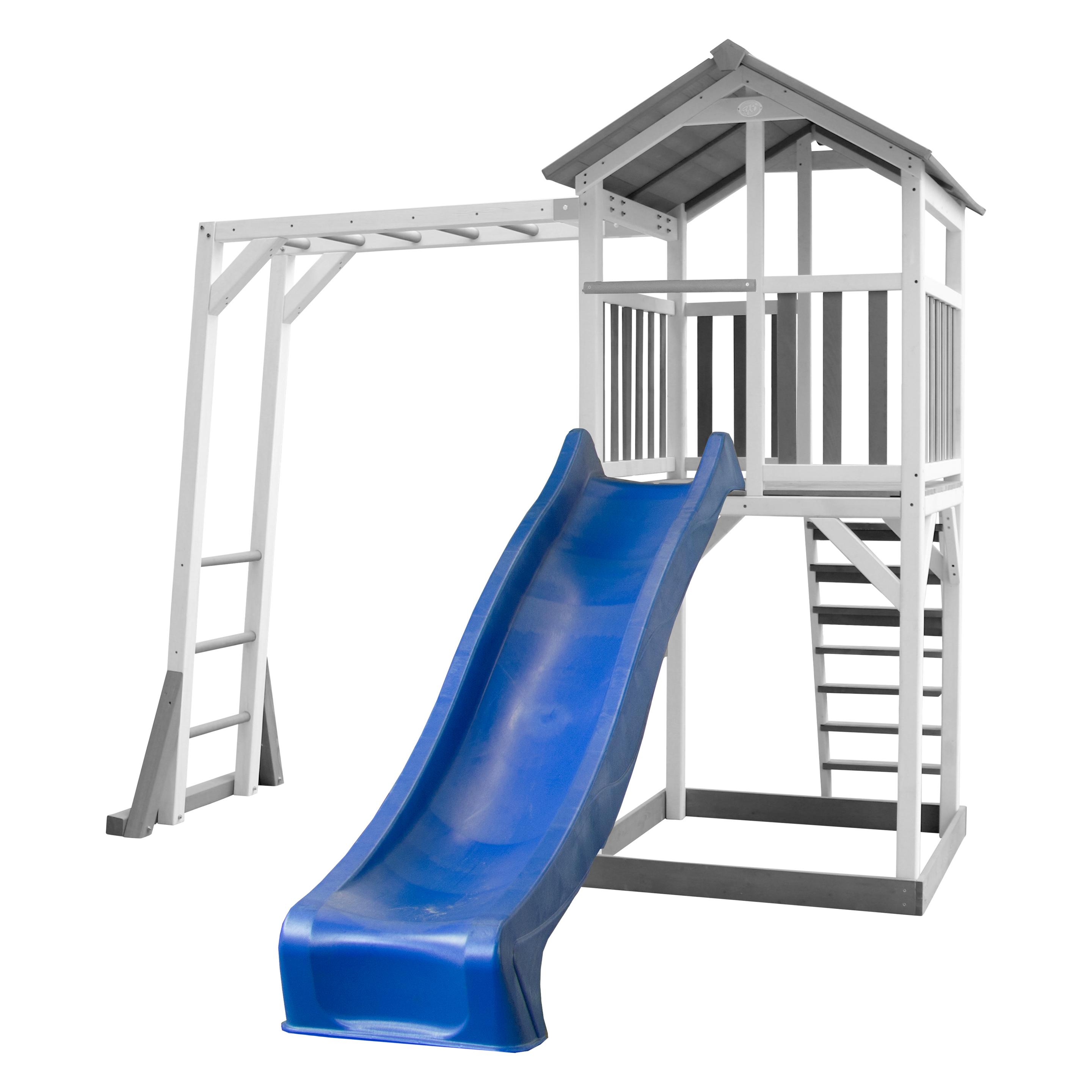 Axi Beach Tower Spielturm mit Klettergerüst - Blaue Rutsche (A025.130.32)