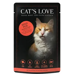 Cat's Love Adult 85g Beutel Katzennassfutter 12 x 85 Gramm Rind Pur mit Distelöl & Löwenzahn