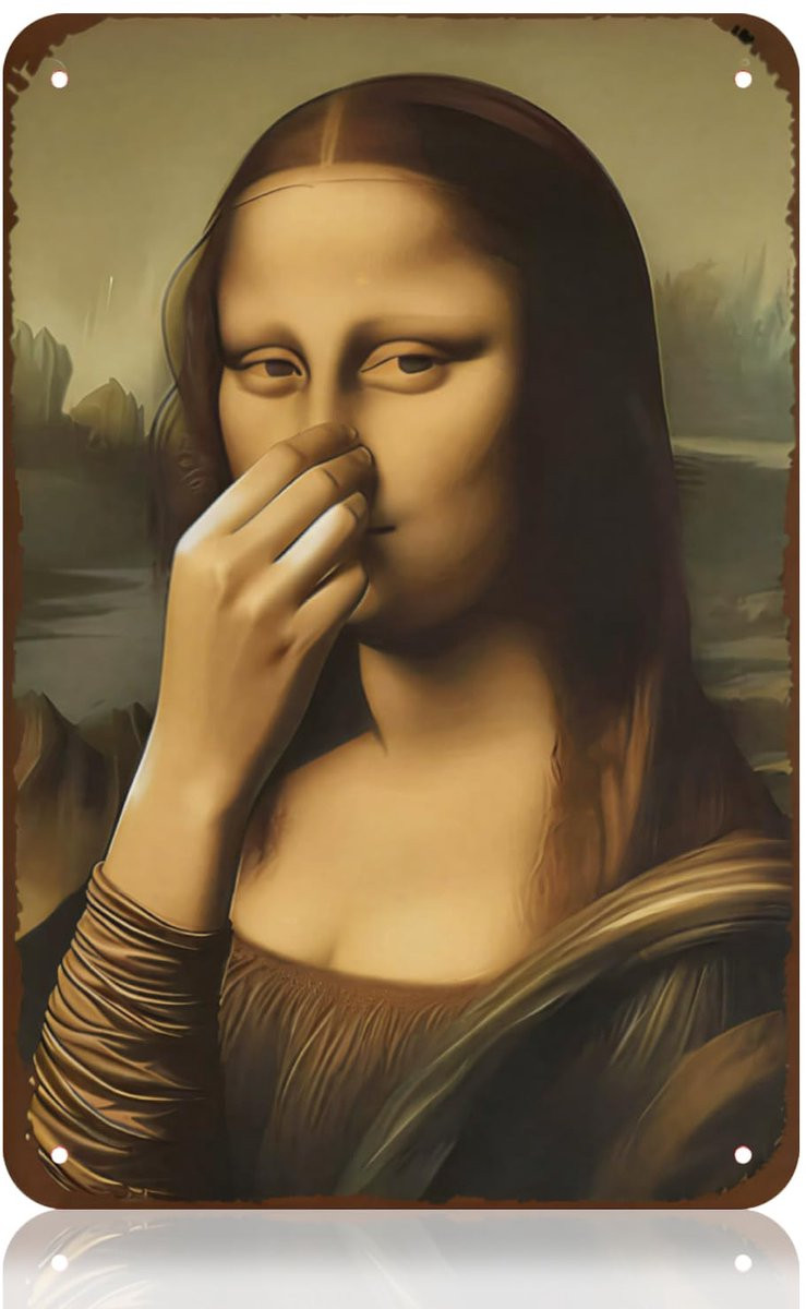 Metalen wanddecoratie Mona Lisa schilderij reproductie, 30 x 20 cm