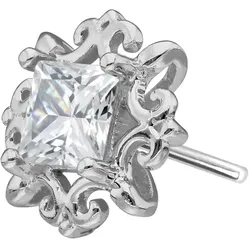 14 Karat Gold Aufsatz mit Titan Push Pin MOISSANIT-QUADRAT + ORNAMENTE
