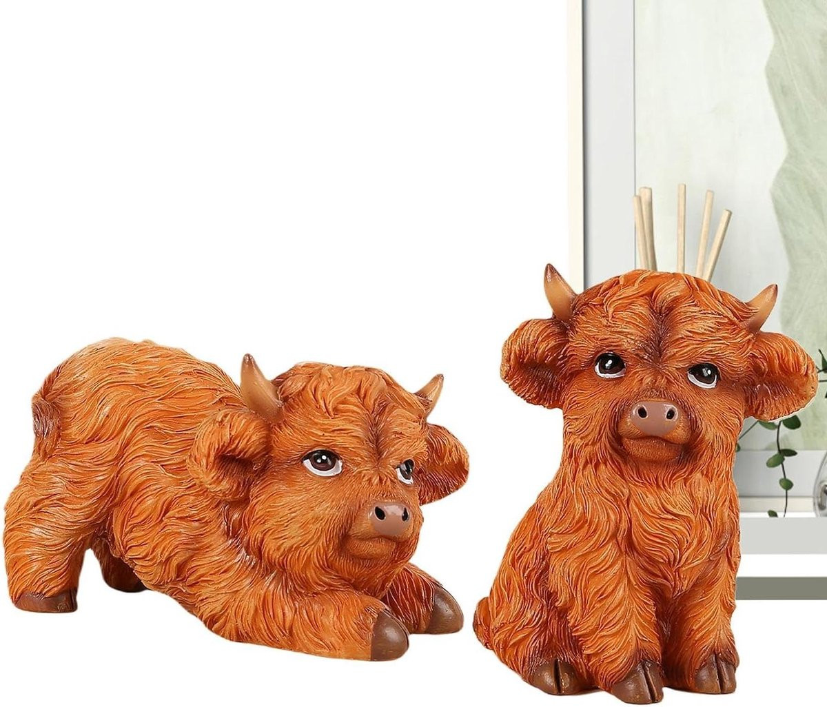 Vee Decor Koe Figuren Set van 2 - Bruin - Hars Woonkamer Decoratie