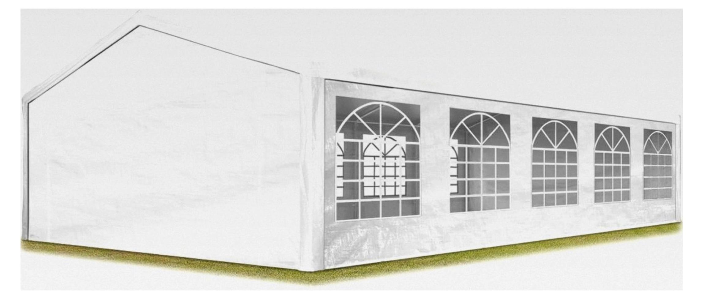 Partyzelt Pavillon 5x10 m in weiß PE Plane 350 N wasserdicht mit UV-Schutz
