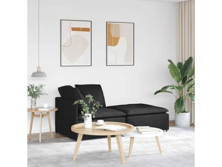 LPERTGFHU Modulares Sofa, Eckcouch mit Fußhocker & Kissen, Schwarz Stoffbezug, Metallrahmen, Flexibles Design, Platzsparend, Für Wohnzimmer