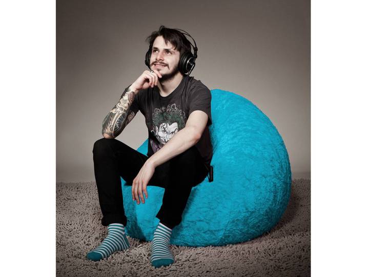 Pouf poire XL 70 x 110 x 70cm Bleu/Turquoise