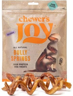 "Chewer's Joy 55623 Bully Spring 6–7"" Natural Beef Dog Chew Treats, 6-count"