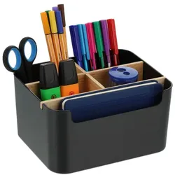 Relaxdays Schreibtisch Organizer mit 5 Fächern Hellbraun,Schwarz