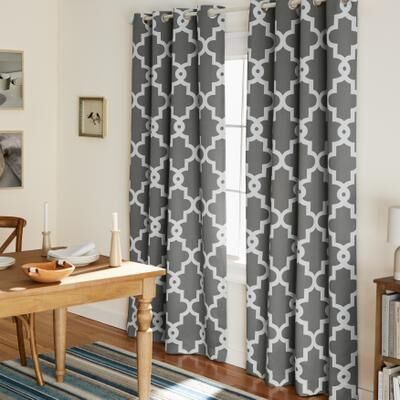 ATI Home Ironwork Sateen Woven Room Darkening Blackout Grommet Top Curtain Panel Pair