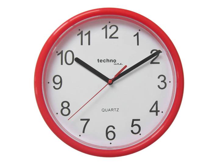 Wanduhr WT 600 Kunststoffrahmen / Kunststoffabdeckung Ø 25cm Rot/Rot