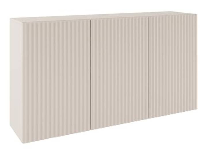 Selsey Kommode Kaschmirbeige 150cm Breit 3-Türig Mit Push-to-Open Geriffelte Fronten Elegantes Design ABS-Kanten Perfekt für Wohnzimmer/Schlafzimmer Praktisch & Dekorativ