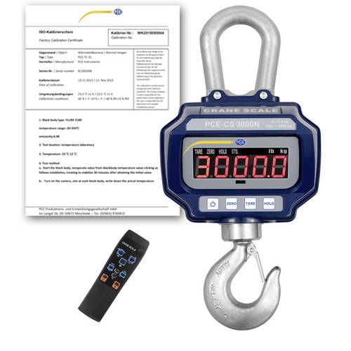 PCE Instruments PCE-CS 3000N-ICA Kranwaage PCE-CS 3000N-ICA kalibriert (ISO) Wägebereich (max.) 3000 t Ablesbarkeit 500g