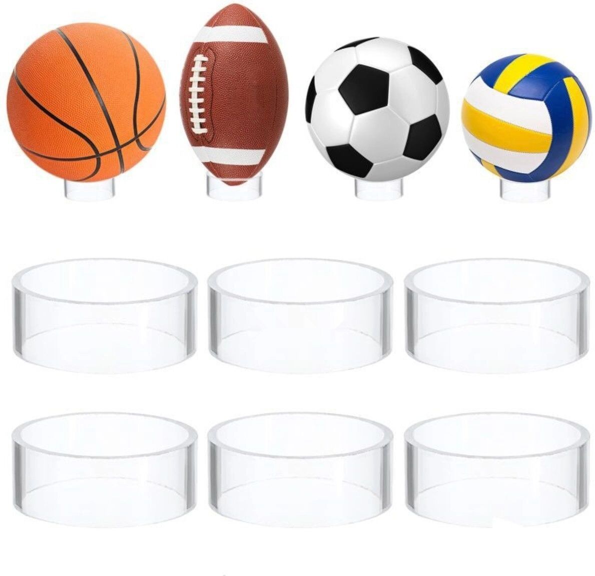INF Transparente runde Acryl-Präsentationshalter, 6.5 cm, 4er-Set für Deko- und Sportobjekte