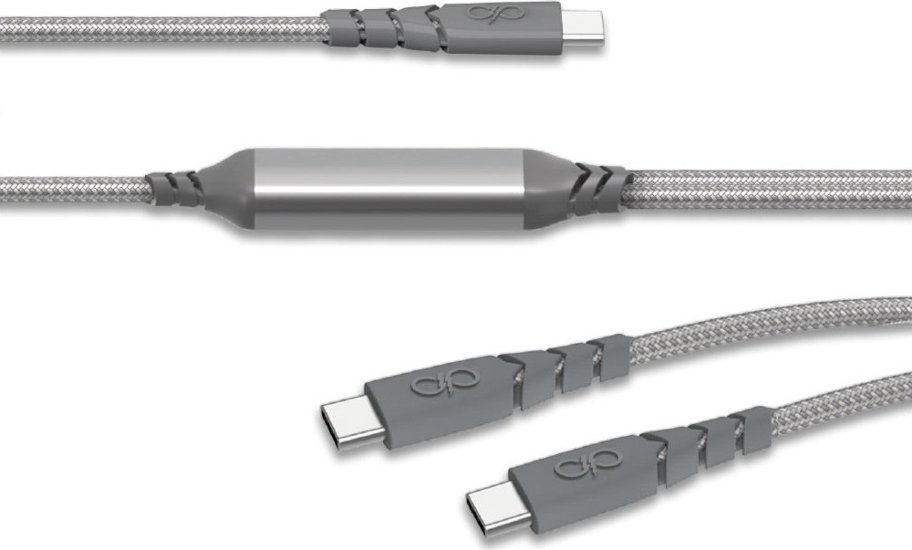 Force Power dubbele USB-C naar USB-C kabel, 100W, 5A, grijs