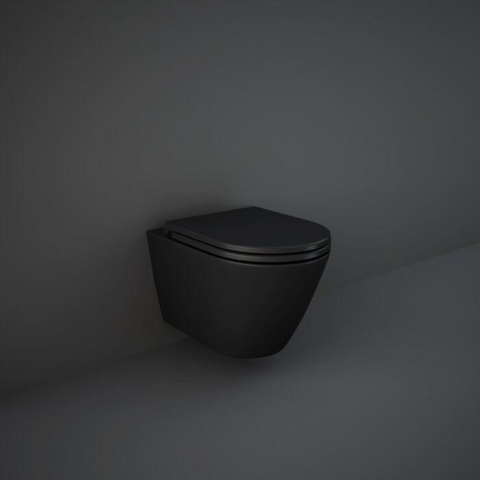 RAK Feeling WC Set mit WC-Sitz spülrandlos, schwarz matt