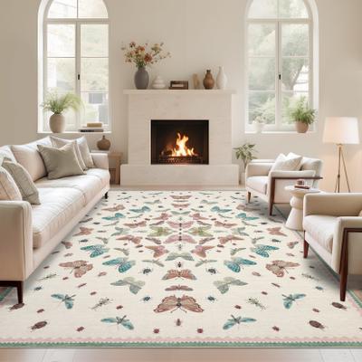Garvee Machine Washable Butterfly Insect Print Area Rug