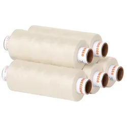 buttinette Universal-Nähgarn, Stärke: 100, 5er-Pack, natur