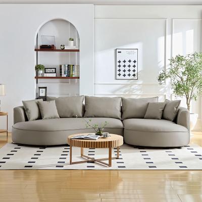 Modern Curved Sectional Sofa with Five Seats, Eco-Leather Upholstery and Multifunctional Pillows by GDFStudio