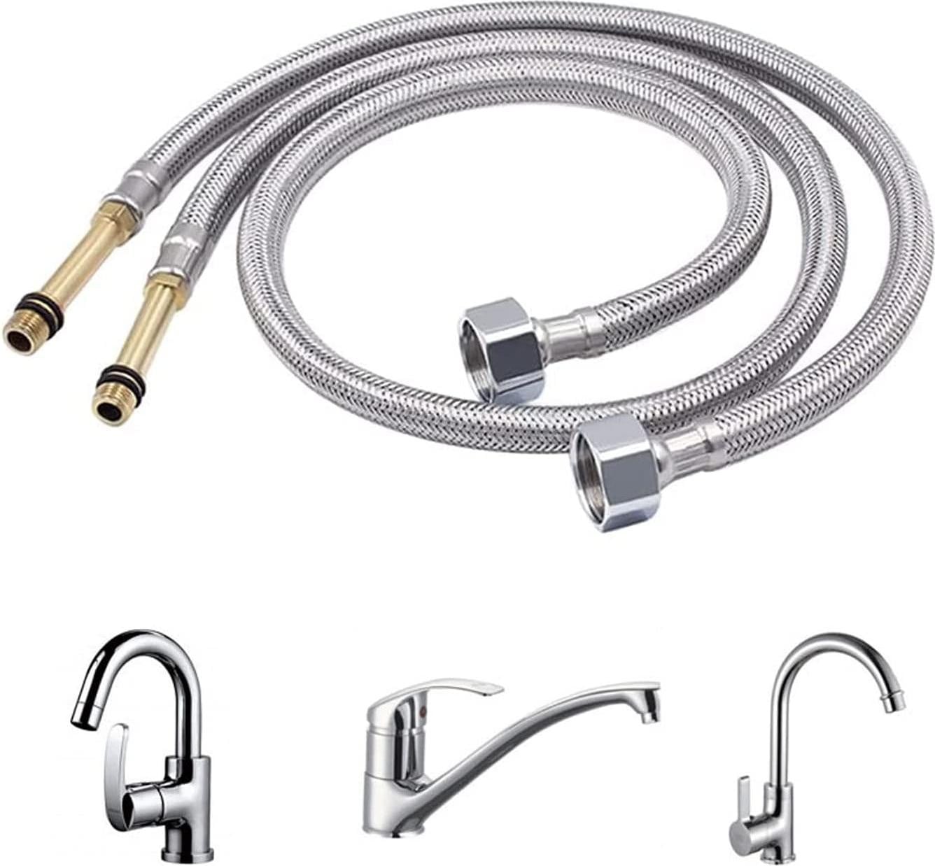 Flexibele aansluitslang 1/2 inch, 60 cm, RVS en koper, voor wateraansluiting in de keuken