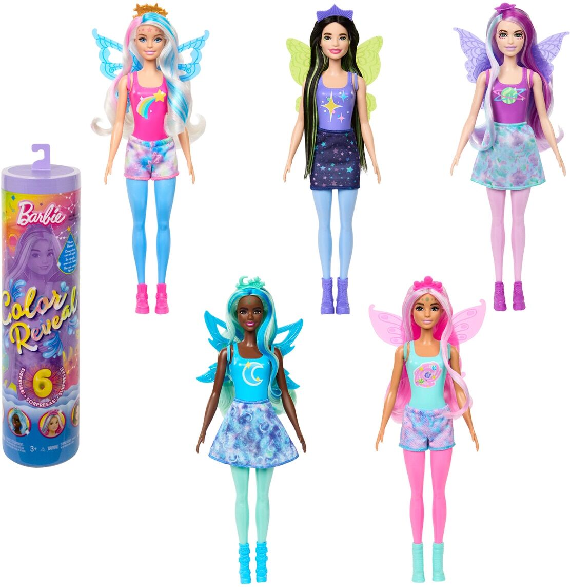 Barbie Color Reveal Rainbow Galaxy modelos surtidos.