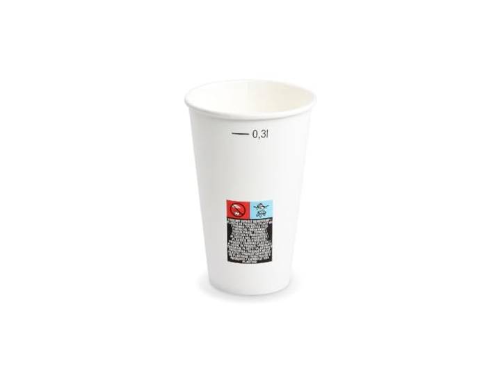 SWS 1000 Pappbecher Becher mit Füllstrich weiß Ø80mm 0,3L