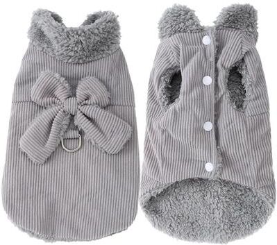 Uplift Essentials Fleece Lined Winter Corduroy Pet Vest gray xs