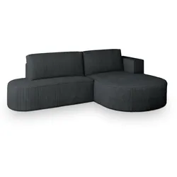 ECKSOFA CORTIO P R-S Graphitfarben Kordstoff mit Schlaffunktion