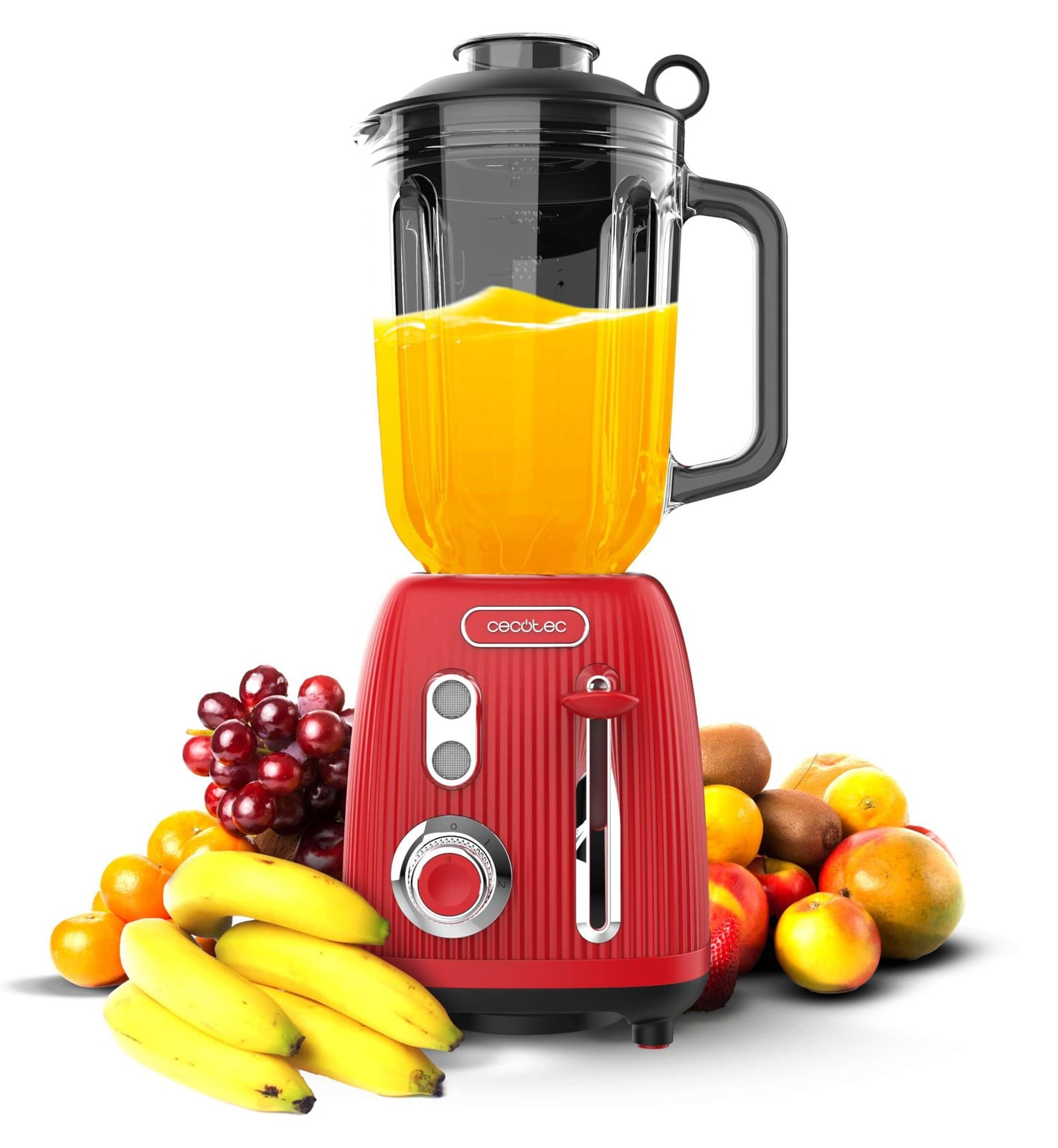 Cecotec Power Black Titanium RetroRed staande mixer met 1,5 liter mengkom, 1200 watt, rood