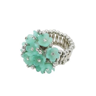 Fingerring "Funkelblüte", grün, COLLEZIONE ALESSANDRO, Fingerringe, Damen, Messing, Fingerring