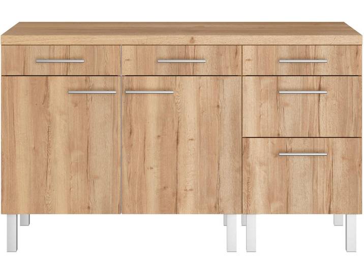 Pantryküche OPTIFIT Lilly , braun (küche: natur, front: wildeiche, korpus: wildeichefarben, arbeitsplatte: wildeichefarben), B:150cm H:90cm T:60cm, Komplettküchen-Sets, Pantryküche, Breite 150 cm