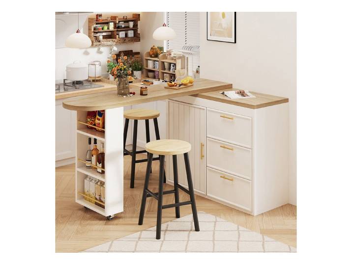 REDOM Bartisch mit Schubladen (Bartisch Tisch mit 360° Drehfunktion, Verstellbare Regale & Kippschutz, 1-St)